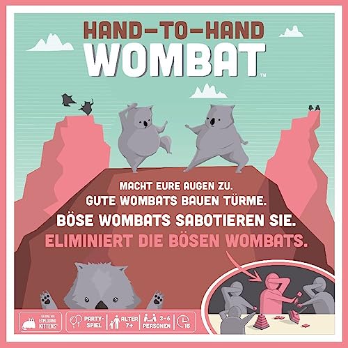 Exploding Kittens, Hand-to-Hand Wombat, Partyspiel, 3-6 Spieler, Ab 7+ Jahren, 15 Minuten, Deutsch, Mehrfarbig, Bunt von Asmodee