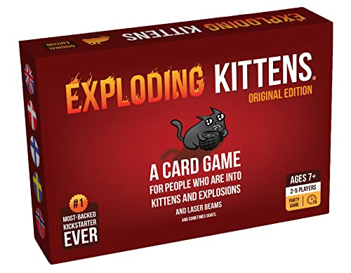 Exploding Kittens - Kartenspiele | Familienfreundliche Partyspiele | Russisches Roulette | Deutsch | Dänisch | Norwegisch | Finnisch | Alter 7+ | 2 bis 5 Spieler | Spielzeit 10-20 Minuten von Exploding Kittens