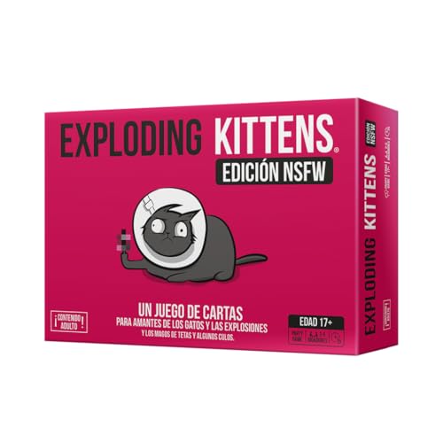 Exploding Kittens NSFW, Kartenspiel für Katzenliebhaber und Explosionen, ab 17 Jahren, 2 bis 5 Spieler, 15 Minuten pro Spiel, Spanisch von Exploding Kittens