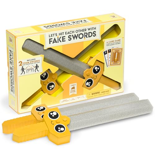 Exploding Kittens Presents: Let's Hit Each Other with Fake Swords - Sword-Fighting Card & Board Games for Family Fun - for Adults, Teens & Kids Age 7+ - 3-6 Players - Includes 2 Foam Swords, 72 Cards von Exploding Kittens