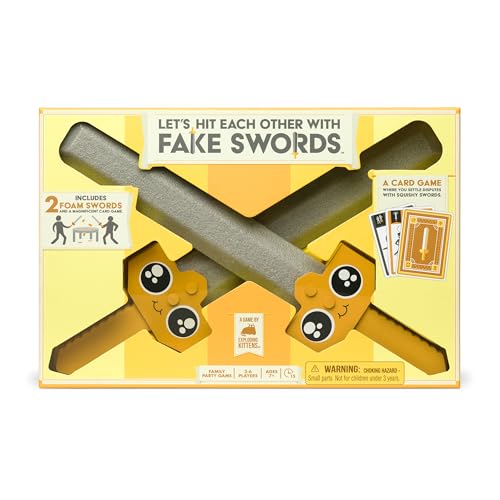 Exploding Kittens Presents: Let's Hit Each Other with Fake Swords - Sword-Fighting Card & Board Games for Family Fun - for Adults, Teens & Kids Age 7+ - 3-6 Players - Includes 2 Foam Swords, 72 Cards von Exploding Kittens