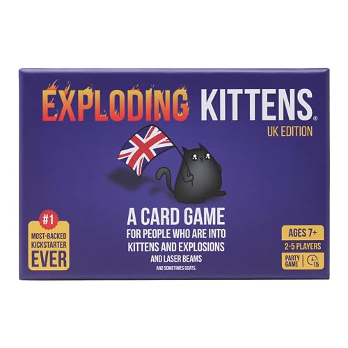 Exploding Kittens UK Edition - Proper Cheeky Fun for British Family Game Nights - Hilarious Card Games for Ages 7 and Up - 56 Cards von Exploding Kittens