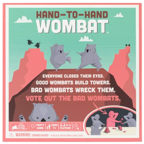 Exploding Kittens Hand to Hand Wombat Card Game by Fun Family Card Games for Adults Teens & Kids - Fun Party Games, 3-6 Players, Rosa, Grå von Exploding Kittens