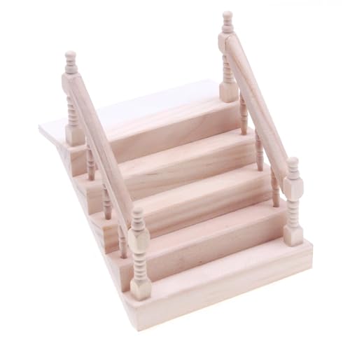 Dollhouse Treppe 1:12 Wahl -Wood DUSHUME Treppe mit Handlauf DIY unbemaltem Mini Dollhouse Möbel für Fairy Garden Doll House -Szene. von Eyccier