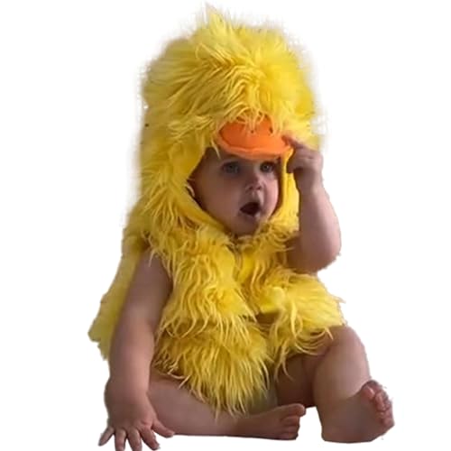 Eyccier 1pack Kleinkindententkostüm Halloween Kapuze Cute Reißverschluss Baumwolle Mischung Duck Kostüm Unisex ärmellose Baby Halloween Kostüme für Cosplay -Partybühne für 110 cm Höhe von Eyccier