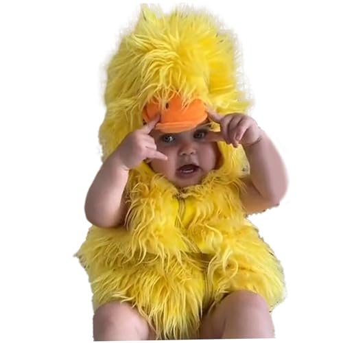 Eyccier 1pack Kleinkindententkostüm Halloween mit Kapuze Cute Reißverschluss Baumwolle Mischung Duck Kostüm Unisex ärmellose Baby Halloween Kostüme für Cosplay -Partybühne für 90 cm Höhe von Eyccier