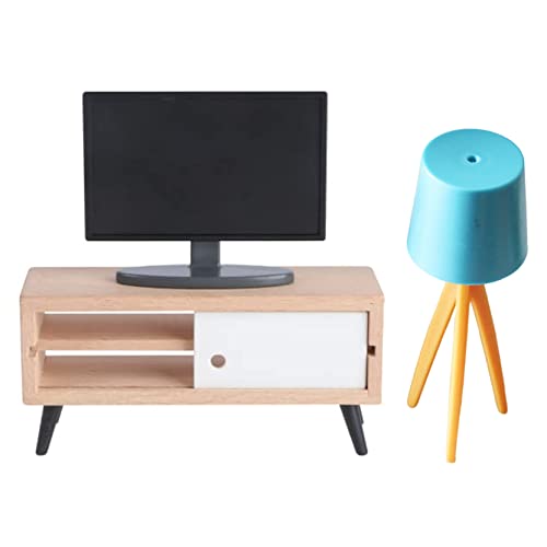 Eyccier 3pcs Doll House Möbel Miniatur TV -Schrankmodell Mini -TV -Stand Spielzeugseite Lampenpuppenhauszubehör von Eyccier