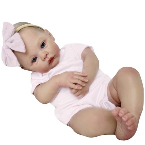 Eyccier Babypuppe, 18,9 Zoll, Reborn Puppen, weiche, realistische Babypuppe aus Emaille mit Haar Accessoires und Babyflaschen, lebensechte Neugeborenenpuppe als Geschenk für Kinder von Eyccier