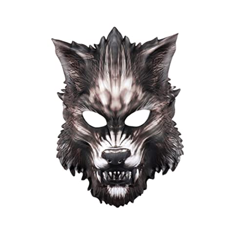 Eyccier Eva Wolf Maske Halloween Werwolf halbe Maske beängstigende Horror Devil Wolf Animal Maske für Maskerade Halloween Kostüm Cosplay Party von Eyccier