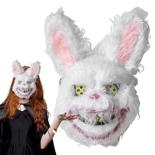 Eyccier Halloween Maske, gruselige, blutige, hohle, elastische Plüsch Stirnband Hasenmaske für erwachsene Kinder, Horrormaske für Cosplay Kostümparty, Karnevalsstreich von Eyccier