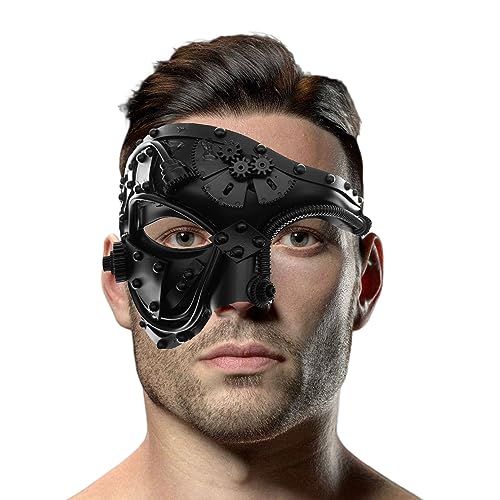 Eyccier Halloween Maskenmaske für Frauen, Steampunk Cyborg Venezianische Maske, halbes Gesicht, Punk Stil, Cosplay Maske mit Gummiband für Halloween Kostümzubehör von Eyccier