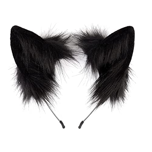 Eyccier Katzenohren Stirnband, Fashion Cat Ohrs Haar Hoop, niedliche Katzenohren Hair Band für Frauen Girls Cat Cosplay Halloween Headwear Food Dress Party Schwarz von Eyccier