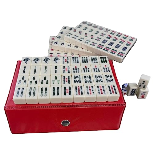 Eyccier Mini Mahjong Set Travel Mahjong Traditionelles chinesisches Mahjong -Spiel mit 144 PCs Mahjong Tiles 2pcs Dices für das Spiel der Freizeit -Reisefeier. von Eyccier