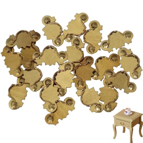 Eyccier Mini -Schublade Zieh 20pcs 1:12 Puppenhaus Mini Schubladenknöpfe Metall Golden kleine Schubladenknöpfe Miniaturgriff für Schrank Tischständer Schubladen für Puppenhauszubehör. von Eyccier