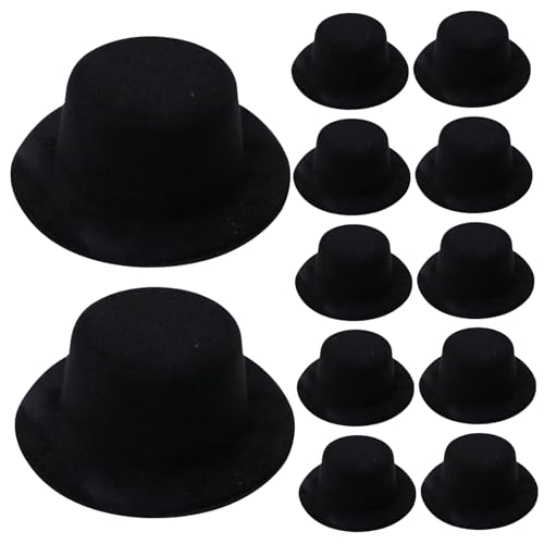 Eyccier Mini Top Hut 12pcs Schwarze Puppenhüte Filz Schwarze Top -Hüte für Handwerkshaarzubehör Mini Weihnachtshüte Ornamente für Partyzubehör Dekorationen. von Eyccier