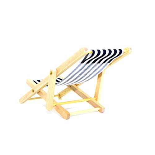 Eyccier Puppenhaus Liege Miniatur Holzklapper Strandstuhl Mini Striped Chaise Longue Model zufällige Farbe. von Eyccier