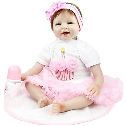 Eyccier Reborn Puppe für Mädchen, Simulationspuppe, Silikon, Baby, Neugeborenes, realistisch, handgefertigt, 22 Zoll, süßes, Spielzeug von Eyccier
