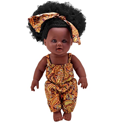 Eyccier Schwarze Mädchenpuppe, afroamerikanische Baby Spielpuppen, 12 Zoll, lockiges Haar, braun, für Kinder, Geburtstagsgeschenk von Eyccier