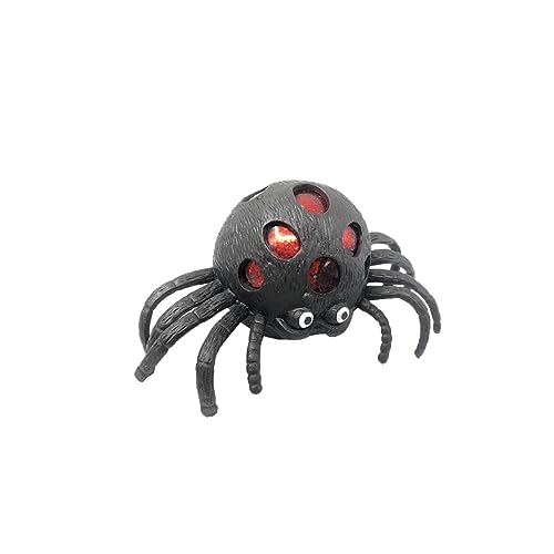 Halloween Spinne Spielzeug, kreativer Stressabbau Ball aus Netzgewebe, Halloween Partygeschenk für Kinder, Trick or Treat Requisiten, schwarzer Spinnen Greifball, zufällige Farbe von Eyccier