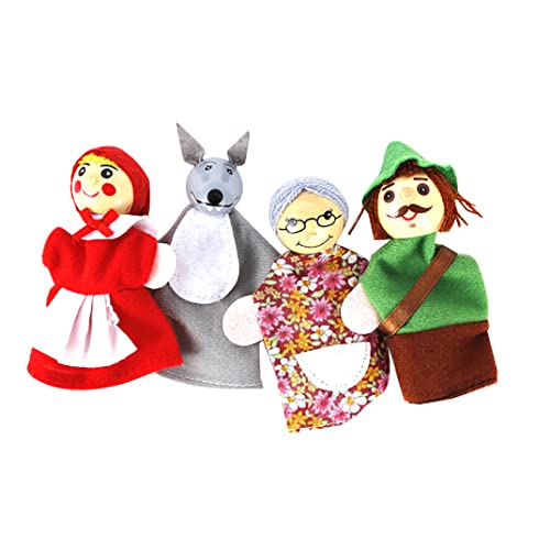 Little Red Riding Hood Weihnachten Tier Finger Puppenspielzeug Bildungsspielzeug Storytelling Doll Cartoon Finger Puppen für Kinder 4pcs. von Eyccier