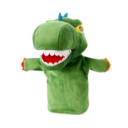 Plüsch Dinosaurier Handpuppe, Plüsch Dinosaurier Spielzeug, Cartoon Tier Plüsch Handpuppe für Kindergarten, Aufführung, Lernspielzeug, grün, 23 cm von Eyccier