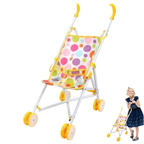 Puppenwagen Spielzeug Spielzeug Kid Babypuppen Kinderwagen Falten Sie Babypuppenwagen mit weichem Grip -Griff -Babypuppenzubehör für Mädchen vor, Spielzeug 24x47x53cm zu Spielen. von Eyccier