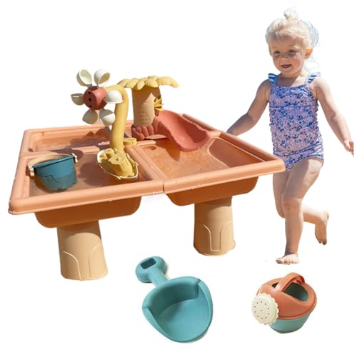 Wassertabelle für Kleinkinder 3+, Kleinkind Wassertabelle 4-in-1 Sand & Wassertische mit Eimer, Wasserdose, Bootslöffel, Kinder-Wasserspielzeug für den Sommer im Freien im Freien im Freien im Fr von Eyccier