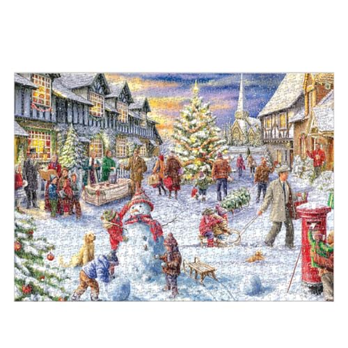 Weihnachtspuzzle, Winter Schneeszene, Weihnachtsmann, lustiges Spiel, Spielzeug, Kinder und Erwachsene von Eyccier