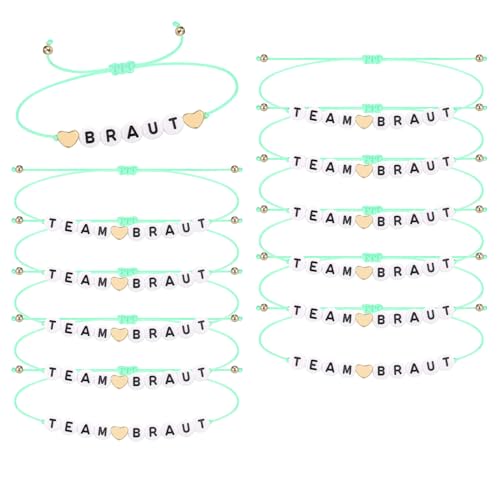 Eyezeeption 12 Stück Grün Jga Armbänder Frauen Team Braut Jga Accessoires Frauen, Junggesellenabschied Frauen Jga Deko Frauen Team Bridesmaids Jungessellinnenabschied Braut Team Bride Armbänder. von Eyezeeption