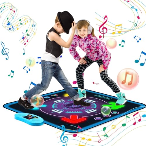 Eygood Tanzmatte mit Licht,Tanzmatte für Kinder mit 3 Spielmodi, Memory-Spielmatte mit integrierter Musik, Weihnachten Geburtstags Geschenke Spielzeuge für 4 5 6 7 8 9 10+ Jahre Mädchen Jungen von Eygood