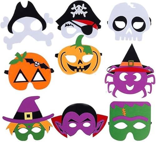 Eymobad 10 Stück Halloween Filz Masken,Kinder Cosplay Party-Masken,Halbmasken mit Elastischen Seil,für Junge Mädchen Halloween Geschenk Cosplay Kostüm Eymobad 10 Stück Halloween Filz Masken,Kinder Cosplay Party-Masken,Halbmasken mit Elastischen Seil,für Junge Mädchen Halloween Geschenk Cosplay Kostüm von Eymobad