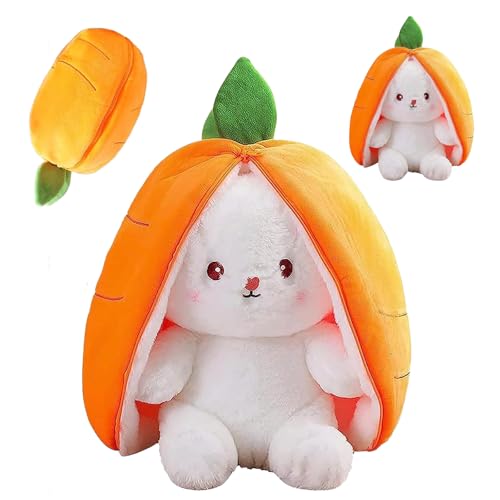 Eymobad Osterhase Plüschtier, Hase Plüschtier Verstecken, Flip Plüsch Spielzeug,25CM Bunny Stuffed Animal, Osterhase Gefülltes Plüschtier, Kreatives Plüschtier Geschenk - Karotte von Eymobad