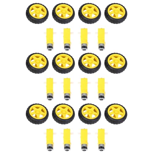 Eysaure 12 Stueck fuer Intelligentes Auto-Roboter-Plastik-Gummireifen-Rad mit DC 3-6V Getriebemotor von Eysaure