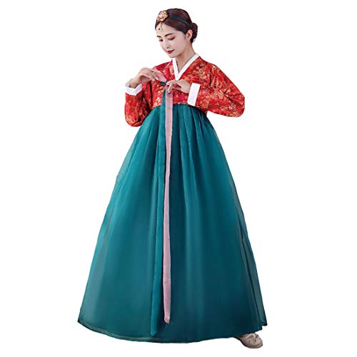 Ez-sofei Koreanisches Damen-Kostüm mit langen Ärmeln, Hanbok-Kleid, Cosplay-Kostüm (blau, XL) von Ez-sofei