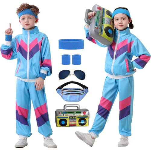 Ezuwail Kinder 80er 90er Jahre Outfit für Jungen Mädchen 6Pcs Unisex Retro Anzug Jogging für Kleinkind Workout Hip Hop Tanz Trainingsanzug Kostüm Sets für Sportswear Streetwear Ezuwail Kinder 80er 90er Jahre Outfit für Jungen Mädchen 6Pcs Unisex Retro Anzug Jogging für Kleinkind Workout Hip Hop Tanz Trainingsanzug Kostüm Sets für Sportswear Streetwear von Ezuwail