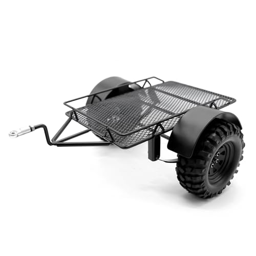 Ezweiji RC Anhänger,1/10 Metall RC Anhänger zum Ziehen Hinter dem Auto, Heavy Duty Anhänger LKW Metall Kit für 1/10 RC Auto Axial SCX10 D90 von Ezweiji