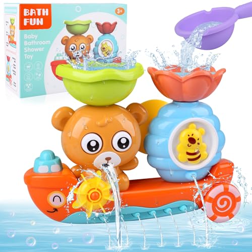 Ezydka Badewannenspielzeug Baby Badespielzeug Wasserspielzeug Kinder Badewanne Spielzeug Bade Spielsachen Bär und Bee, Geschenk für Jungen und Mädchen Geburtstag ab 2 3 4 5 6 Jahre von Ezydka