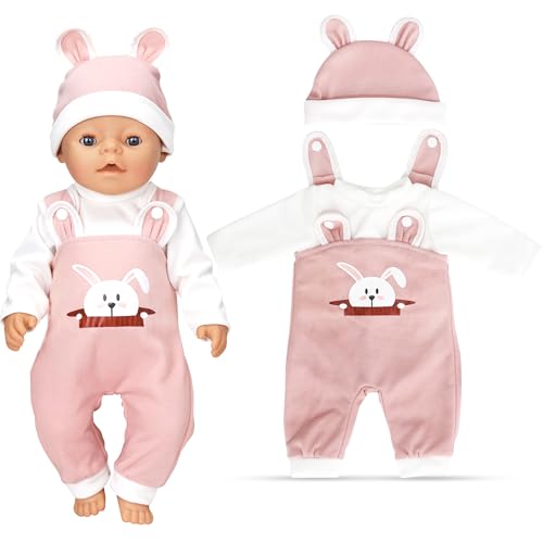 Ezydka Kleidung Outfits für Baby Puppen 35-43 cm Puppenkleidung Kleidung Bekleidung Outfits Puppenzubehör Geschenke für Mädchen Jungen, 3 Farben (Pink und Weiß) von Ezydka