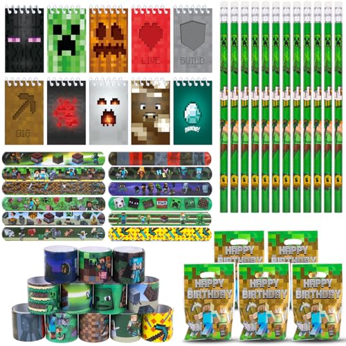 Ezydka Miner Videospiel Party Mitgebsel Junge Kindergeburtstag Gastgeschenke Give Away mit Bleistifte Notizbuch Schlüsselanhänger Geschenktüten für Geburtstag Deko, Gamer Theme Party Zubehör Ezydka Miner Videospiel Party Mitgebsel Junge Kindergeburtstag Gastgeschenke Give Away mit Bleistifte Notizbuch Schlüsselanhänger Geschenktüten für Geburtstag Deko, Gamer Theme Party Zubehör von Ezydka