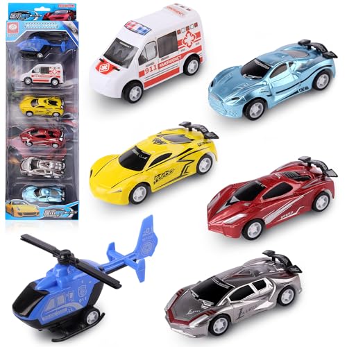 Ezydka Spielzeugauto Set 6 Stück Cars Spielzeug Kinderidee Spielfahrzeuge, Cars Autos Spielzeug, Spielzeugautos für Geburtstagsfeiern, geeignet für Kinder ab 3 Jahren von Ezydka