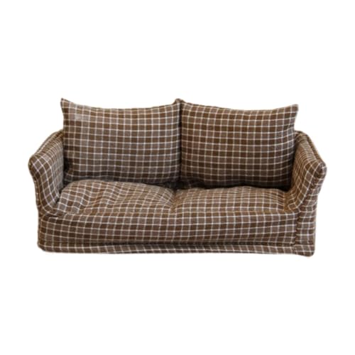 F Fityle 1/12 Dollhouse Couch Möbel Spielzeug Feen -Garten Geburtstagsgeschenksimulation vorstellen Spiel Requisiten Mini Couch für Schlafzimmer Badezimmer, Braun von F Fityle