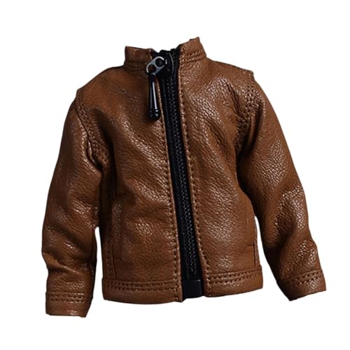 F Fityle 1/12 PU Lederjacke, handgefertigte Puppenkleidung, Miniaturbekleidungskostüm für 6 -Zoll, Braun von F Fityle