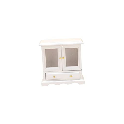 F Fityle 1/12 Puppenhaus Vitrine Aufbewahrungsständer Miniatur Holzrahmen Möbelmodell Glattes Polieren für Wohnzimmer Zarte Größe 7,6 x 7,6 cm, Weiß von F Fityle