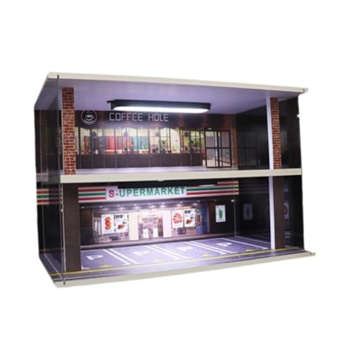 F Fityle 1/32 Druckguss-Auto-Vitrine, doppelstöckig, Acryl, Szenerie, Diorama, Fahrzeug, Garage, Vitrine für Modellsammler, Bastler, Geschenk von F Fityle