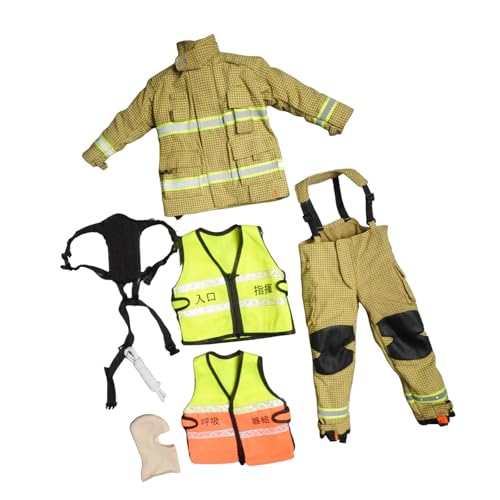 F Fityle 1/6 Action Doll Feuerwehrmannsanzug Kleidung Cosplay handgefertigtes Kleidungsstück formelles Feuerwehrmann für 12 '' Figur Accessoires Kostüm, Hellgelb von F Fityle