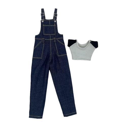 F Fityle 1/6 Kurzarm- und Overall-Kostüm-Outfit, modische, realistische Hose mit weitem Bein, Miniatur-Kleidung für 12-Zoll-Actionfiguren, Dunkelblaue Hose F Fityle 1/6 Kurzarm- und Overall-Kostüm-Outfit, modische, realistische Hose mit weitem Bein, Miniatur-Kleidung für 12-Zoll-Actionfiguren, Dunkelblaue Hose von F Fityle