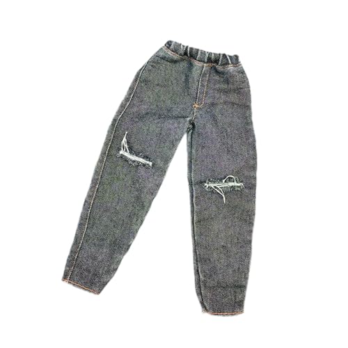 F Fityle 1:6 Maßstab Actionfiguren Jeans 12 Zoll männliche Figur Hose Zubehör Miniatur weich 30cm Puppendekor Kostüm Puppenkleidung, schwarz zerrissen von F Fityle