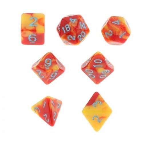 F Fityle 10x 7Pcs Painted Polyhedral Acryl Casino Zubehör Familienspiele D8 D10 D12 D20 Rollenspielwürfel für RPG, Gelb von F Fityle