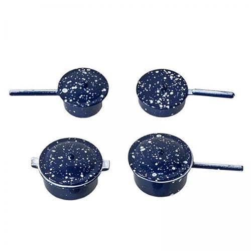 F Fityle 2X 4 Blau Legierung Mini Kochen Pan Set 1:12 Puppenhaus Küche Kochgeschirr Kit von F Fityle