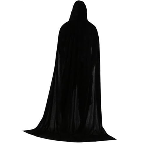 F Fityle 2X Samt Kapuzenumhang Lange Robe Hexenumhang Halloween Kostüm 170cm Schwarz von F Fityle